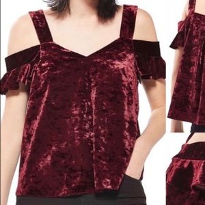 Topshop burgundy velvet top